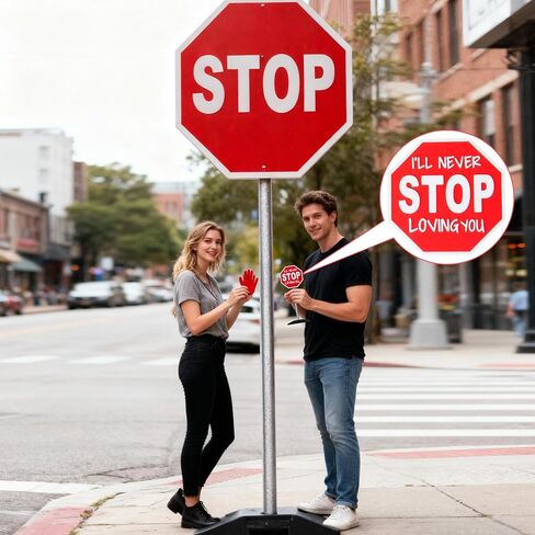 APLUSWER Valentines Day Decorations Road Sign, 7'' I Love You Sign Anniversary Present Funny Desk Decor Valentine's Decor for Home Office Bedroom Mantel Tiered Tray Shelf - I'll Never STOP Loving You in Saudi Arabia