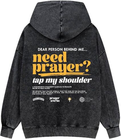 Graphic Hoodies for Men Women Unisex Washed Hoodie Oversized Sweatshirt Prayer Works in Saudi Arabia