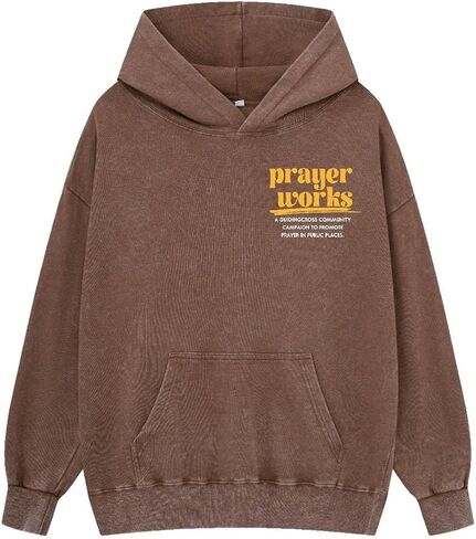Graphic Hoodies for Men Women Unisex Washed Hoodie Oversized Sweatshirt Prayer Works in Saudi Arabia