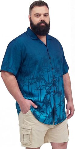 BRISIRA Big and Tall Hawaiian Shirts for Men Beach Aloha Tropical Floral Cuban Button Down Summer Casual Vacation Shirt L-6XL in Kuwait
