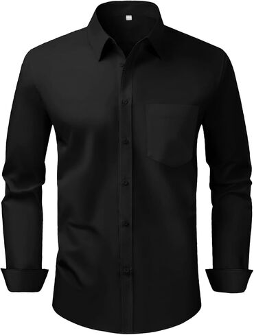 Men's Dress Shirts Slim Fit Long Sleeve Wrinkle Free Stretch Button Down for Business Casual and Formal Wear in Saudi Arabia