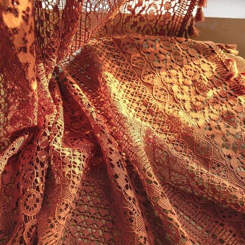 Terracotta Curtains,Over Sink Cotton Blend Crochet Sheer Kitchen Curtain 36 Inches Rod Pocket Farmhouse Vintage Lace Cafe Drapes Valance for Small Window,2 Panels in Kuwait