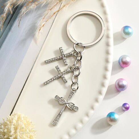 Crystal Cross Keychain,Sparkling Rhinestone Keychain for Women,Cross Gift for Birthday Christmas Valentine in Saudi Arabia