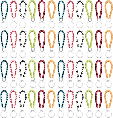 Markeny 50 قطعة سلسلة مفاتيح جلدية مضفرة حزام اليدوية مضفر حزام المفاتيح قلادة العالمي نسج الجلود مفتاح حامل in Kuwait