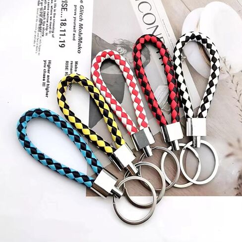 Markeny 50 قطعة سلسلة مفاتيح جلدية مضفرة حزام اليدوية مضفر حزام المفاتيح قلادة العالمي نسج الجلود مفتاح حامل in Kuwait