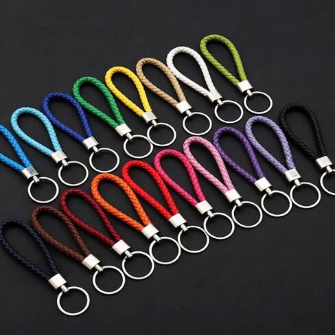Markeny 50 قطعة سلسلة مفاتيح جلدية مضفرة حزام اليدوية مضفر حزام المفاتيح قلادة العالمي نسج الجلود مفتاح حامل in Kuwait