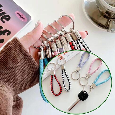 Markeny 50 قطعة سلسلة مفاتيح جلدية مضفرة حزام اليدوية مضفر حزام المفاتيح قلادة العالمي نسج الجلود مفتاح حامل in Kuwait