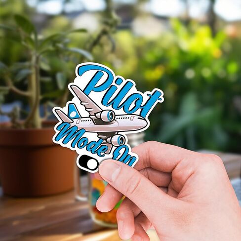 Pilot Sticker 8 Pcs (Large Size) Vinyl Stickers Laptop Waterproof Decal for Car Bumper Water Bottle Notebook Luggage Window Party Birthday Decorations - Size 4 Inches in Kuwait
