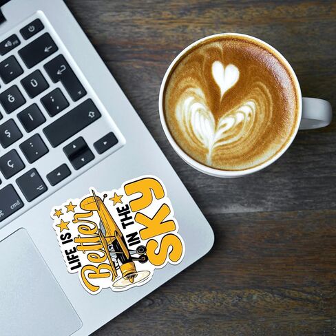 Pilot Sticker 8 Pcs (Large Size) Vinyl Stickers Laptop Waterproof Decal for Car Bumper Water Bottle Notebook Luggage Window Party Birthday Decorations - Size 4 Inches in Kuwait