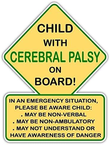 Child with Cerebral Palsy On Board! Car Truck Window Decal Sticker | Alert Responders | 4x5 inches in Kuwait