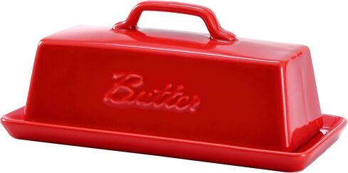 حافظة زبدة بورسلين من برونتمور مع غطاء مقبض، حاوية حامل زبدة سيراميك طبق زبدة فرنسية للمنضدة، طبق زبدة مع غطاء، أزرق مخضر in Kuwait