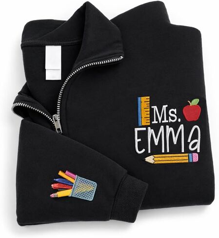Luxury Personalized Embroidered Teacher Quarter Zip, Thank you Gift Teacher Appreciation Gifts 1 in Kuwait