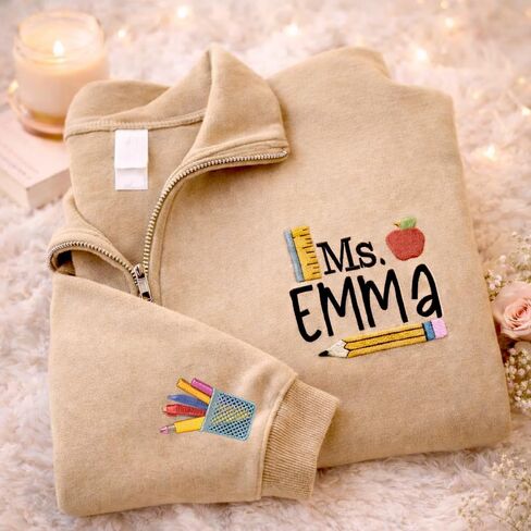 Luxury Personalized Embroidered Teacher Quarter Zip, Thank you Gift Teacher Appreciation Gifts 1 in Kuwait