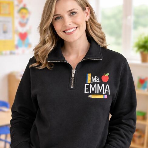 Luxury Personalized Embroidered Teacher Quarter Zip, Thank you Gift Teacher Appreciation Gifts 1 in Kuwait