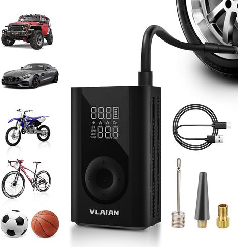 Tire Inflator Portable Air Compressor,150PSI Air Compressor with Digital LCD Display,Air Pump for Car Tires Bikes Motorcycles Sports Balls,Black in Saudi Arabia