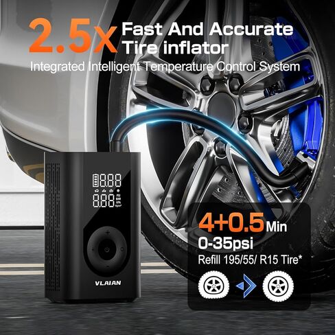 Tire Inflator Portable Air Compressor,150PSI Air Compressor with Digital LCD Display,Air Pump for Car Tires Bikes Motorcycles Sports Balls,Black in Saudi Arabia