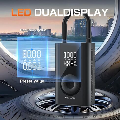 Tire Inflator Portable Air Compressor,150PSI Air Compressor with Digital LCD Display,Air Pump for Car Tires Bikes Motorcycles Sports Balls,Black in Saudi Arabia