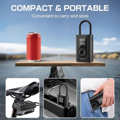 Tire Inflator Portable Air Compressor,150PSI Air Compressor with Digital LCD Display,Air Pump for Car Tires Bikes Motorcycles Sports Balls,Black in Saudi Arabia
