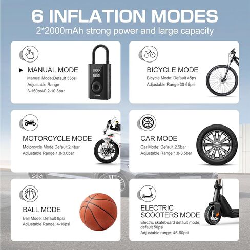 Tire Inflator Portable Air Compressor,150PSI Air Compressor with Digital LCD Display,Air Pump for Car Tires Bikes Motorcycles Sports Balls,Black in Saudi Arabia