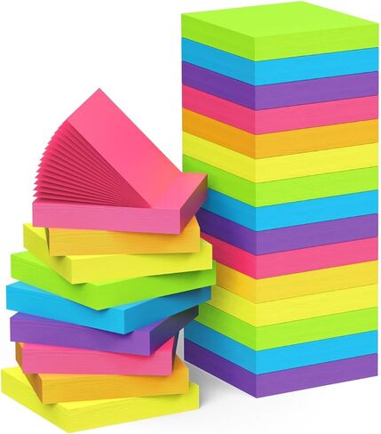 الملاحظات اللاصقة 3 × 3 بوصة ، 24 وسادة ، 75 ورقة/وسادة ، ورق سميك ملون على نحو سلس الكتابة سهلة الالتصاق وإزالة ، للمكتب ، المنزل ، المدرسة in Kuwait