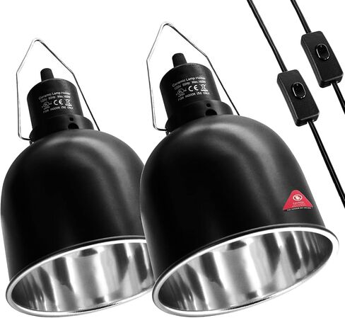 Reptile Light Fixture with Dimming Switch and Timer, 5.5 Inch Deep Dome Reptile Heat Lamp Fixture, Reptile Lamp Fixture Cap for UVB Bulb Basking Heat Bulb for Reptile Glass Terrariums, 2PCS in Saudi Arabia
