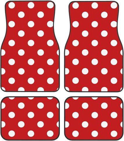 OSAM SPACE Red Polka Dot Car Floor Mats Set of 4 All Weather Trunk Mat Anti-Slip Automotive Carpet Decor Rugs Universal Car Accessories in Kuwait