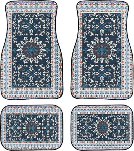 Western Car Floor Mats Set of 4 Vintage Style Stars on Wood Panel Print Floor Mats for Cars Universal Front Rear Vehicle Foot Carpets RugsRustic Country Farmhouse Car Accessories for Trucks in Saudi Arabia