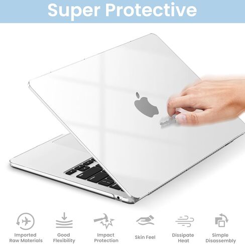 حافظة AKIT لجهاز MacBook Neo 13 بوصة 2026 موديل A3404، غطاء صلب كريستالي واقٍ مضاد للخدش متوافق مع جهاز MacBook Neo الجديد 13 بوصة + 2 غطاء لوحة مفاتيح + واقي شاشة، شفاف in Kuwait