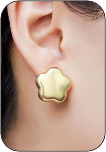 Chunky Gold Hoops Earrings for Women, 14K Gold-plated Thick Hoop Earrings Waterproof Hypoallergenic Lightweight Hollow Small Open Chunky Hoops Earring Non-Tarnish Jewelry Gifts in Saudi Arabia