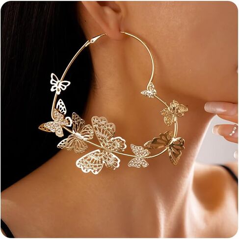 أقراط فراشة للنساء أقراط فراشة ذهبية على شكل فراشة كبيرة أقراط متدلية على شكل فراشة عصرية هدية مجوهرات لها in Kuwait