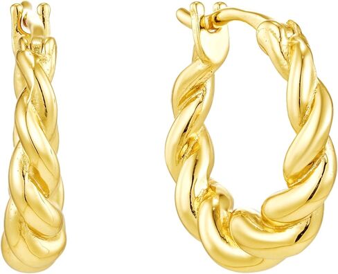 CAITLYNMINIMALIST 18K Gold-Plated & Silver Chunky Hoop Huggie Earrings – 9mm–12mm Thick Mini Hoops for Ear Stacking, Everyday Minimal Jewelry in Kuwait