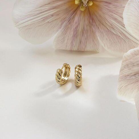 CAITLYNMINIMALIST 18K Gold-Plated & Silver Chunky Hoop Huggie Earrings – 9mm–12mm Thick Mini Hoops for Ear Stacking, Everyday Minimal Jewelry in Saudi Arabia