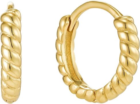CAITLYNMINIMALIST 18K Gold-Plated & Silver Chunky Hoop Huggie Earrings – 9mm–12mm Thick Mini Hoops for Ear Stacking, Everyday Minimal Jewelry in Saudi Arabia