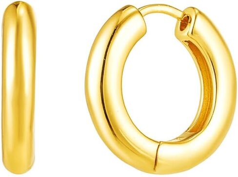 CAITLYNMINIMALIST 18K Gold-Plated & Silver Chunky Hoop Huggie Earrings – 9mm–12mm Thick Mini Hoops for Ear Stacking, Everyday Minimal Jewelry in Saudi Arabia