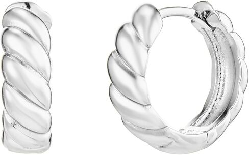 CAITLYNMINIMALIST 18K Gold-Plated & Silver Chunky Hoop Huggie Earrings – 9mm–12mm Thick Mini Hoops for Ear Stacking, Everyday Minimal Jewelry in Saudi Arabia