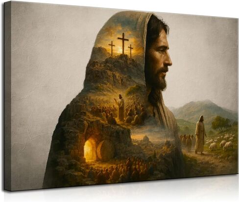 Christian Jesus Canvas Wall Art Jesus Preaching Resurrection Shepherds Bible Story Painting Picture Wall Decoration Poster Print Artwork for Office Bedroom Living Room Home Decoration in Saudi Arabia