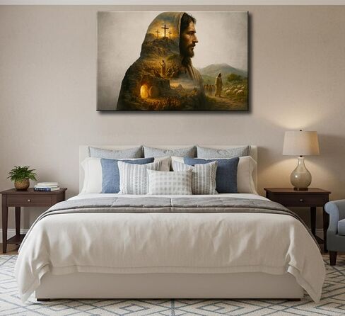 Christian Jesus Canvas Wall Art Jesus Preaching Resurrection Shepherds Bible Story Painting Picture Wall Decoration Poster Print Artwork for Office Bedroom Living Room Home Decoration in Saudi Arabia