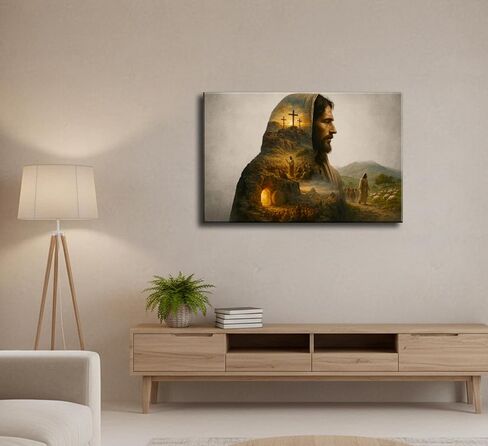 Christian Jesus Canvas Wall Art Jesus Preaching Resurrection Shepherds Bible Story Painting Picture Wall Decoration Poster Print Artwork for Office Bedroom Living Room Home Decoration in Saudi Arabia