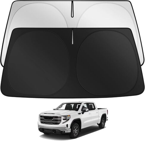 Windshield Sun Shade Custom for GMC Sierra 1500 Accessories 2019-2025 2026 AT4 AT4X Denali Ultimate Crew Regular Cab Front Window Sunshade, Car Windshield Sun Visor Cover with Storage Bag in Kuwait