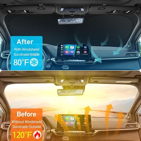 Windshield Sun Shade Custom for GMC Sierra 1500 Accessories 2019-2025 2026 AT4 AT4X Denali Ultimate Crew Regular Cab Front Window Sunshade, Car Windshield Sun Visor Cover with Storage Bag in Kuwait