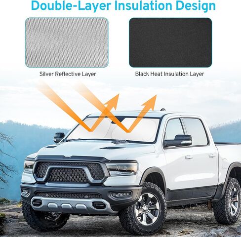 Windshield Sun Shade Custom for GMC Sierra 1500 Accessories 2019-2025 2026 AT4 AT4X Denali Ultimate Crew Regular Cab Front Window Sunshade, Car Windshield Sun Visor Cover with Storage Bag in Kuwait