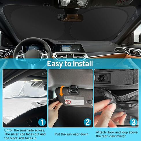 Windshield Sun Shade Custom for GMC Sierra 1500 Accessories 2019-2025 2026 AT4 AT4X Denali Ultimate Crew Regular Cab Front Window Sunshade, Car Windshield Sun Visor Cover with Storage Bag in Kuwait