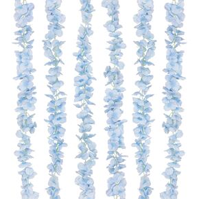 6 Pcs Wisteria Flower Garlands Blue Artificial Wisteria Hanging Flowers 6.7 Feet Silk Flowers Vines Hydrangea Garland for Backdrop Wedding Arch Party Outdoor Home Wall Garden Table Decor in Kuwait
