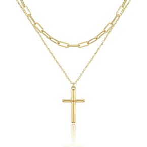 قلادة هارليرمون 18 قيراط مطلية بالذهب الحقيقي للنساء، قلادة سلسلة من الفولاذ المقاوم للصدأ بمشبك ورق، مجوهرات دينية مقاومة للماء مع صندوق هدايا، هدايا روحية لأم أختها in Kuwait