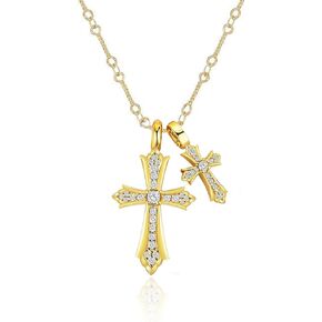 المرأة مزدوجة الصليب قلادة الذهب مكتنزة الصليب قلادة سلتيك الصليب قلادة المرأة رجل القوطية الصليب قلادة تشيكوسلوفاكيا العصرية سلسلة القلائد مطلية بالذهب in Kuwait