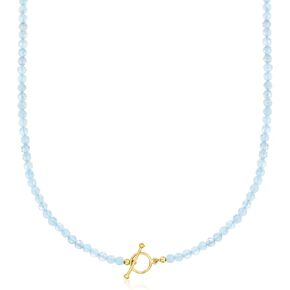 Ross-Simons 3.5-4mm Aquamarine Bead Charm-Compatible Toggle Necklace in 18kt Gold Over Sterling in Kuwait