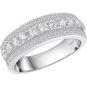 Womens Moissanite Wedding Band 925 Sterling Silver 1.5ct 71 Round Cut 3 Rows Sparkling Elegant Eternity Engagement Ring Size 5-10 in Kuwait