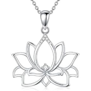 Diamond Lotus Necklace for Women 925 Sterling Sliver Lab Grown Diamond Lotus Pendant Jewelry for Women in Saudi Arabia