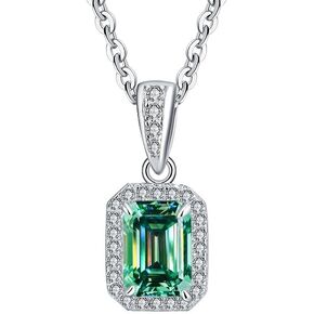 1-2ct Rectangular Moissanite Pendant Necklace for Women Gift S925 Silver 5x7MM Cyan Laboratory Cultivated Diamond Jewelry in Kuwait