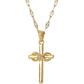 قلادة بقلادة إنفينيتي لاف كروس مطلية بالذهب 18 قيراط، سلسلة مقاس 18 بوصة للرجال والنساء (مع صندوق رائع) in Kuwait